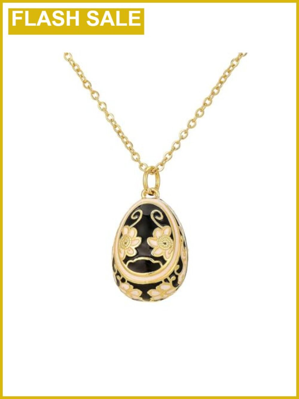 Personalized Russian Egg Pendant Necklace Filigree Charm Adjustable Chain